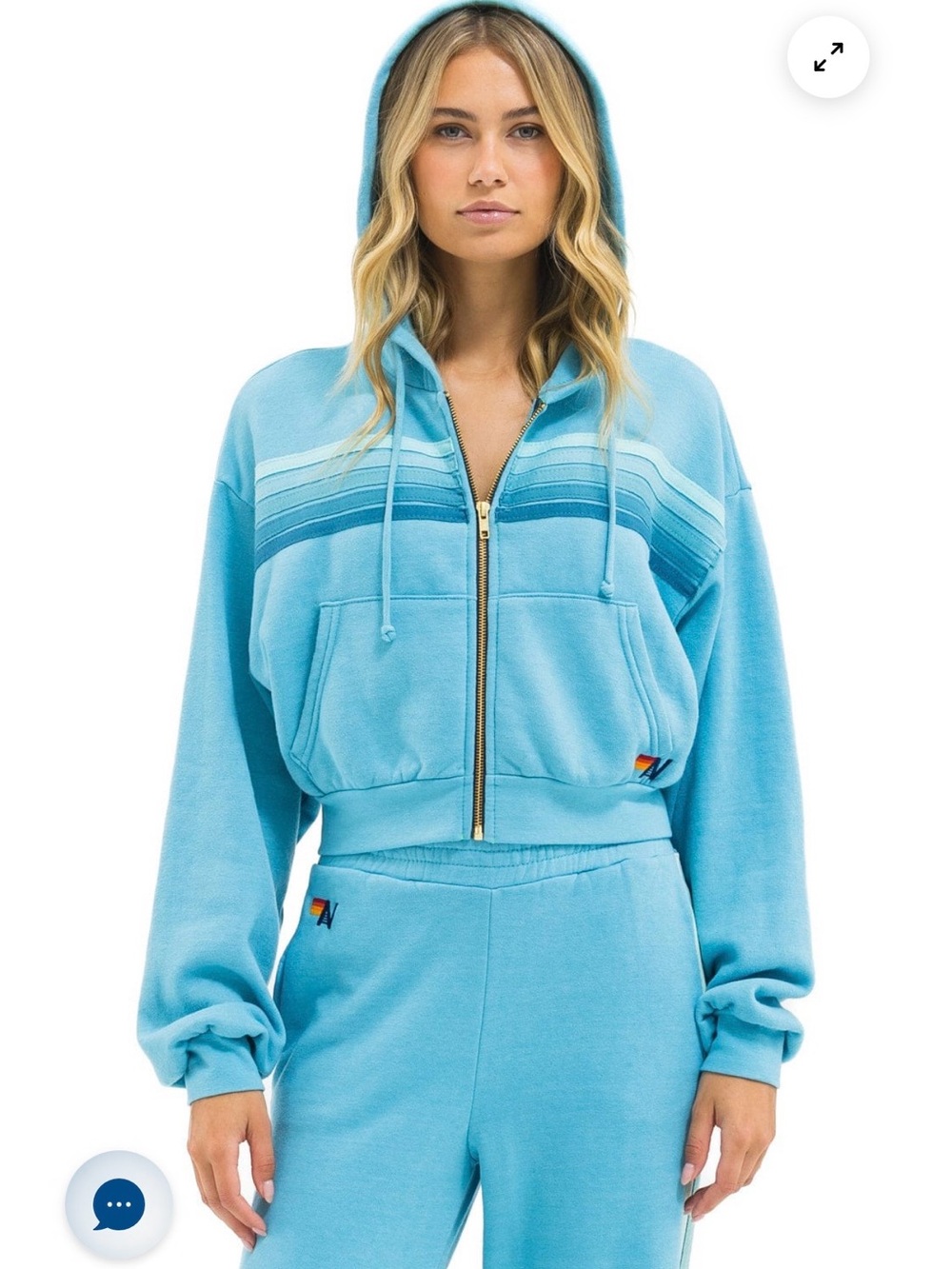 Aviator Nation Sky Blue Striped Zip Hoodie